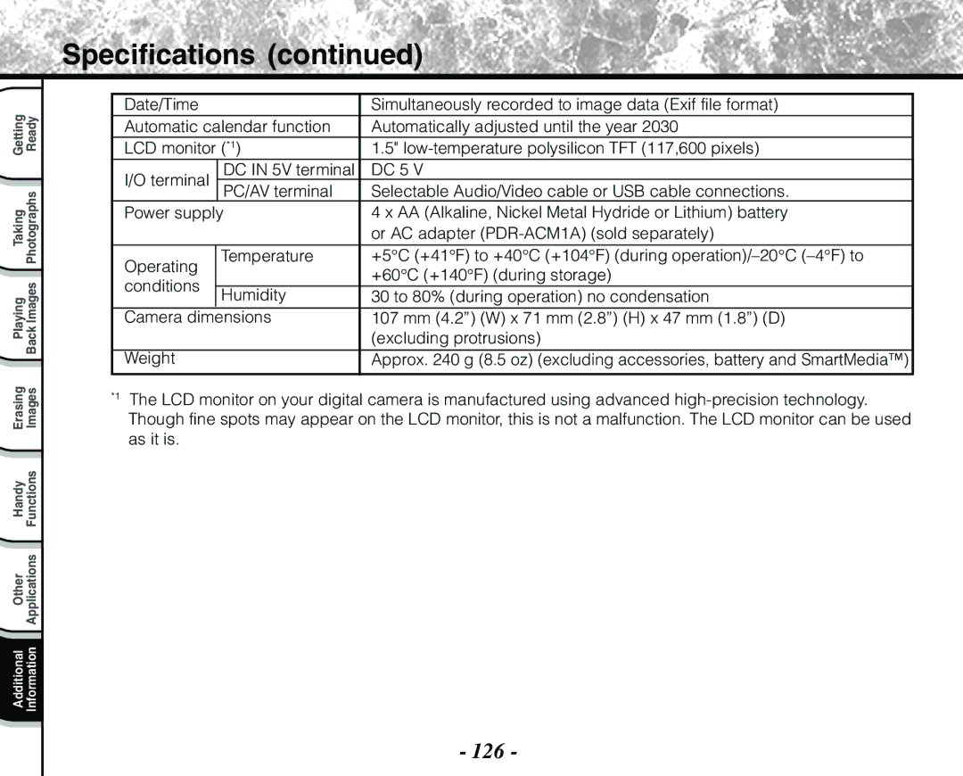 Toshiba PDR-M71 instruction manual 126, DC 5 