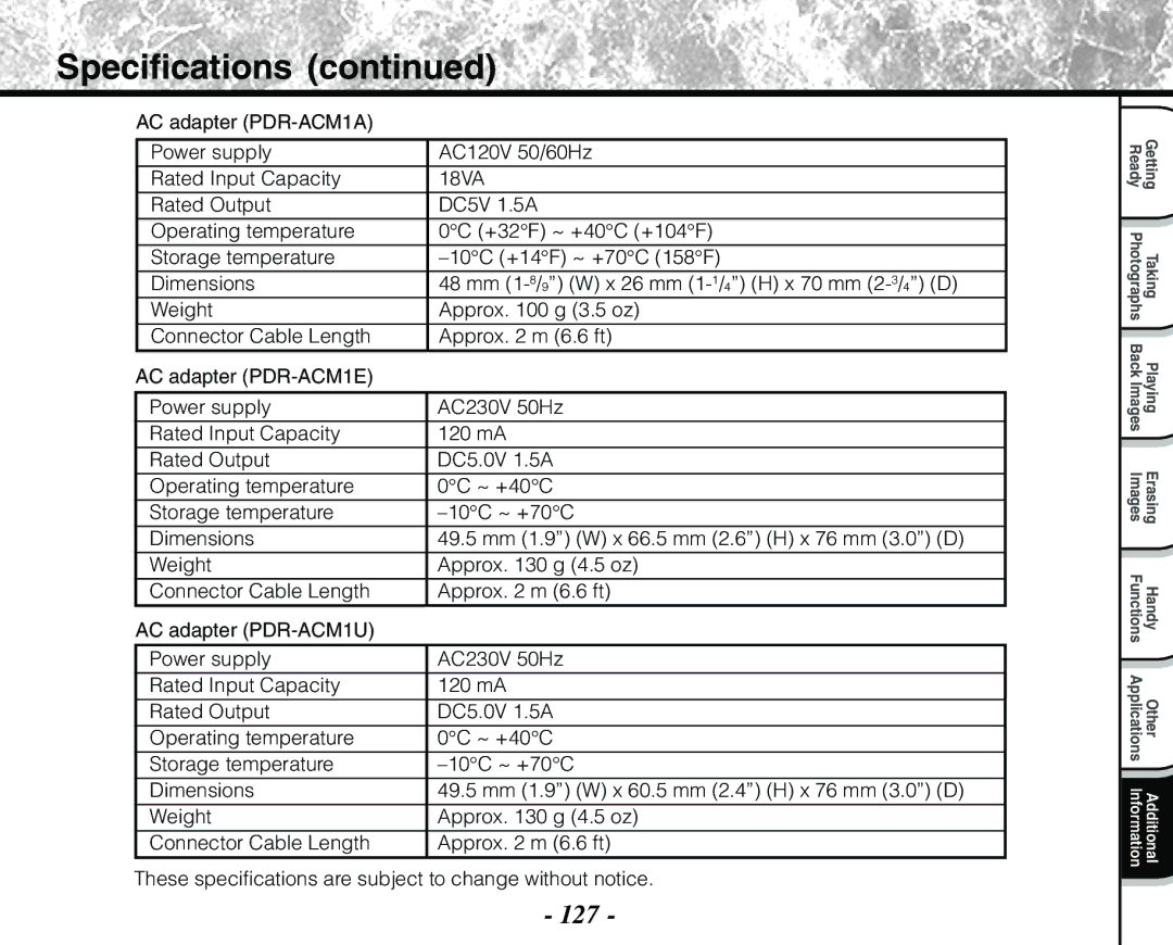 Toshiba PDR-M71 instruction manual 127 