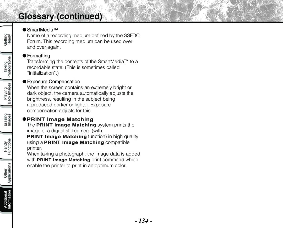 Toshiba PDR-M71 instruction manual Glossary, 134 