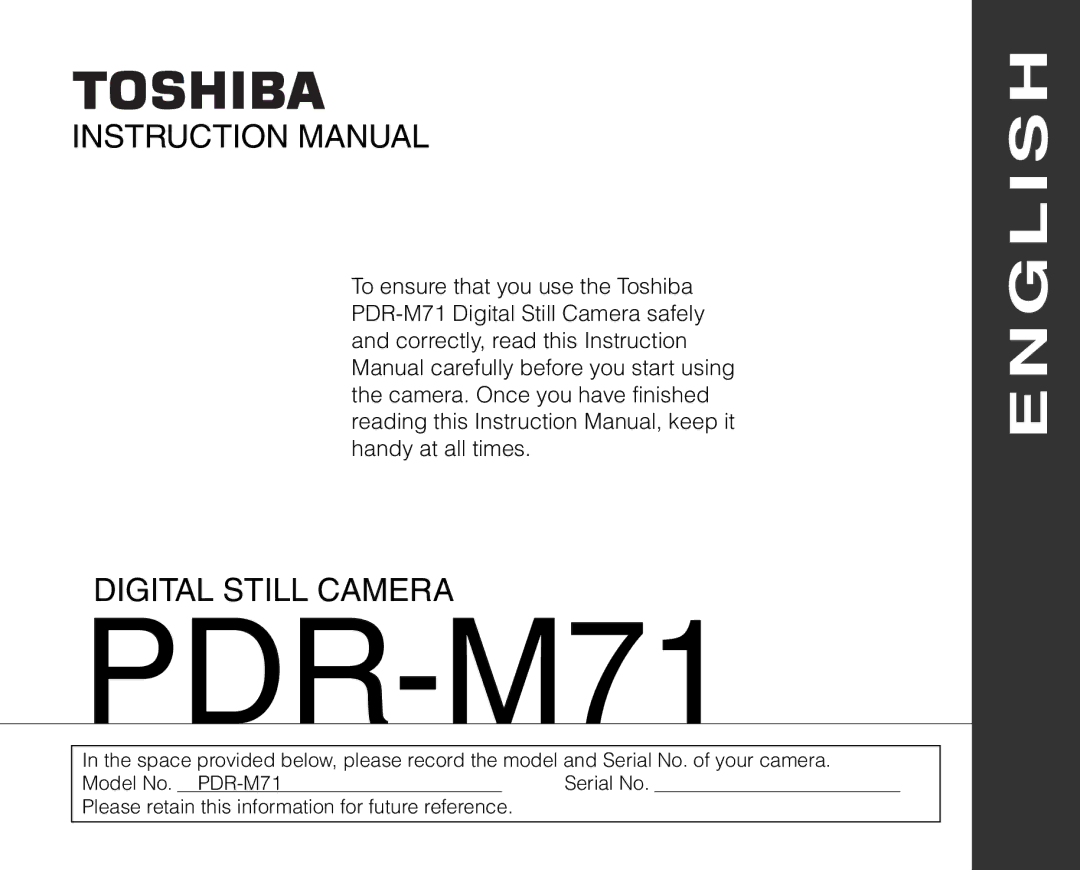 Toshiba PDR-M71 instruction manual 