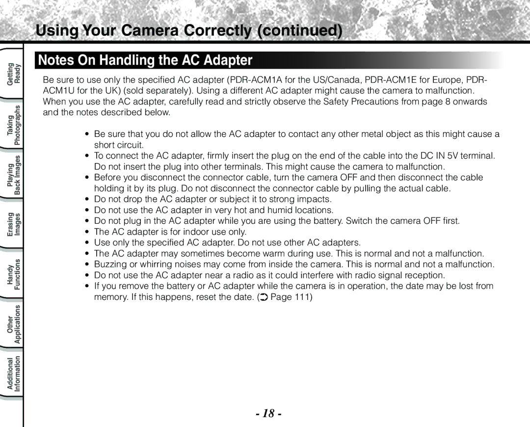 Toshiba PDR-M71 instruction manual Using Your Camera Correctly 