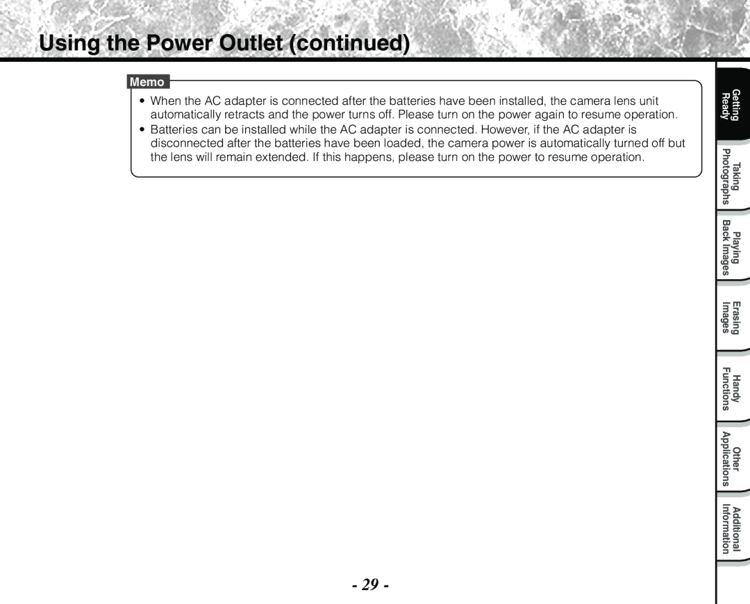 Toshiba PDR-M71 instruction manual Using the Power Outlet 