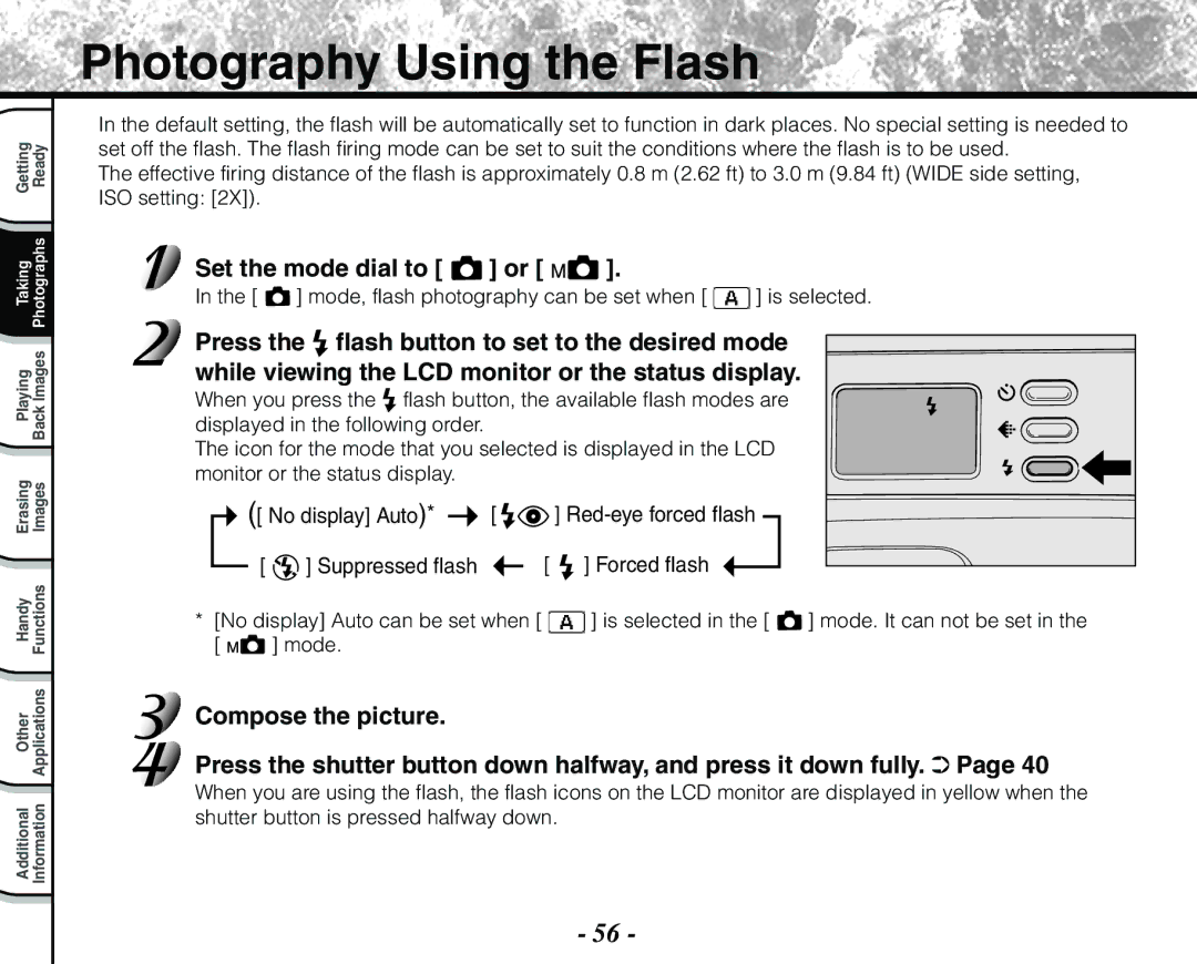 Toshiba PDR-M71 instruction manual Photography Using the Flash, Red-eye forced flash Suppressed flash 