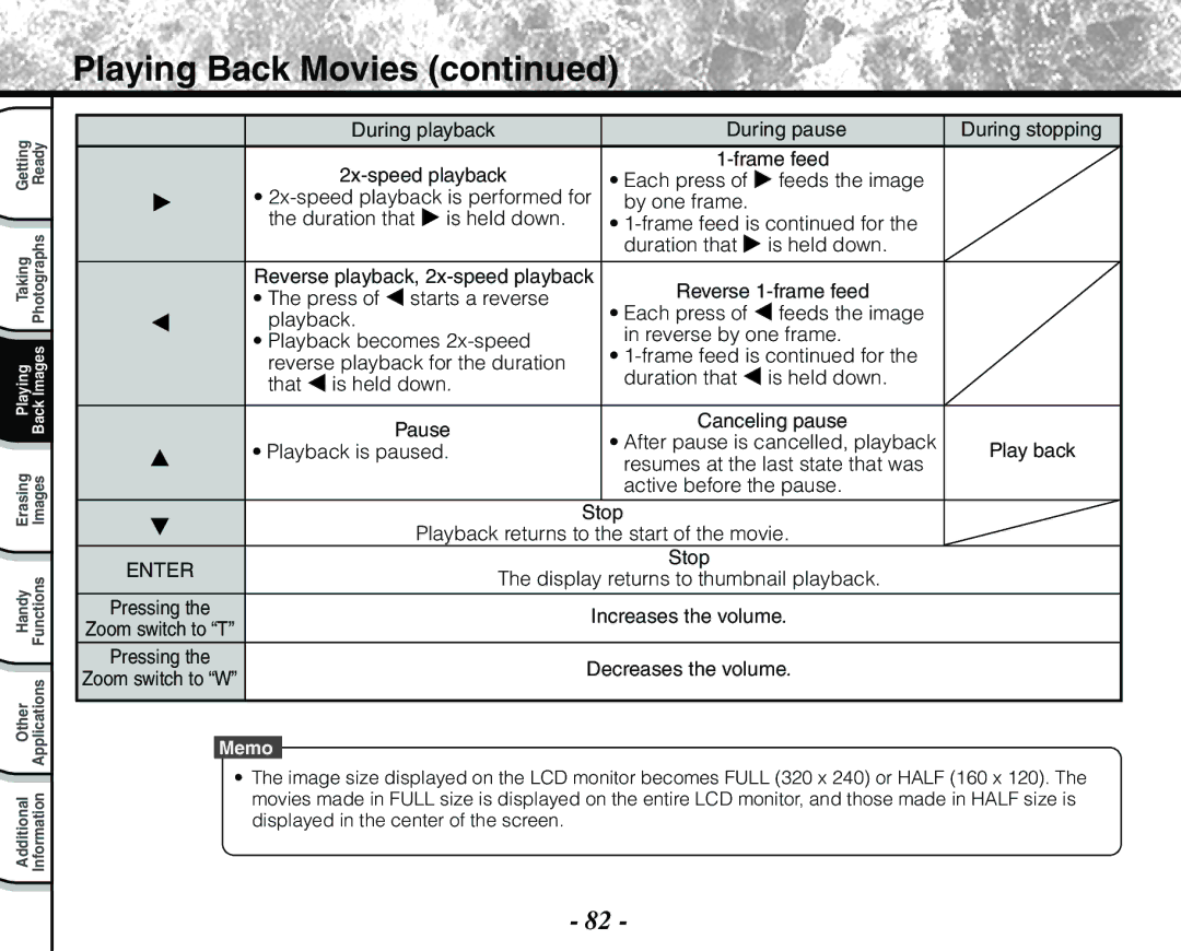 Toshiba PDR-M71 Playing Back Movies, During playback During pause During stopping, Resumes at the last state that was 