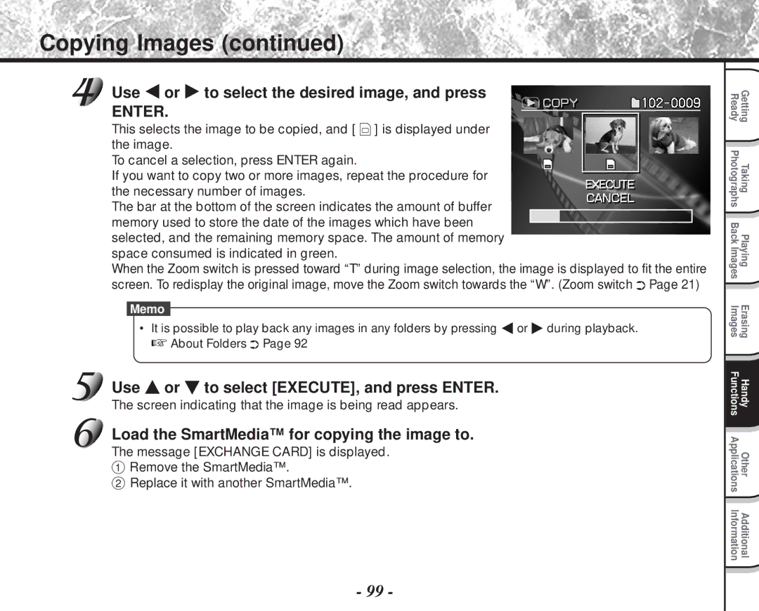 Toshiba PDR-M81 instruction manual Copying Images, Use or to select the desired image, and press 