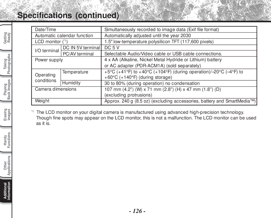 Toshiba PDR-M81 instruction manual 126, DC 5 