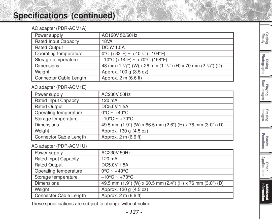 Toshiba PDR-M81 instruction manual 127 