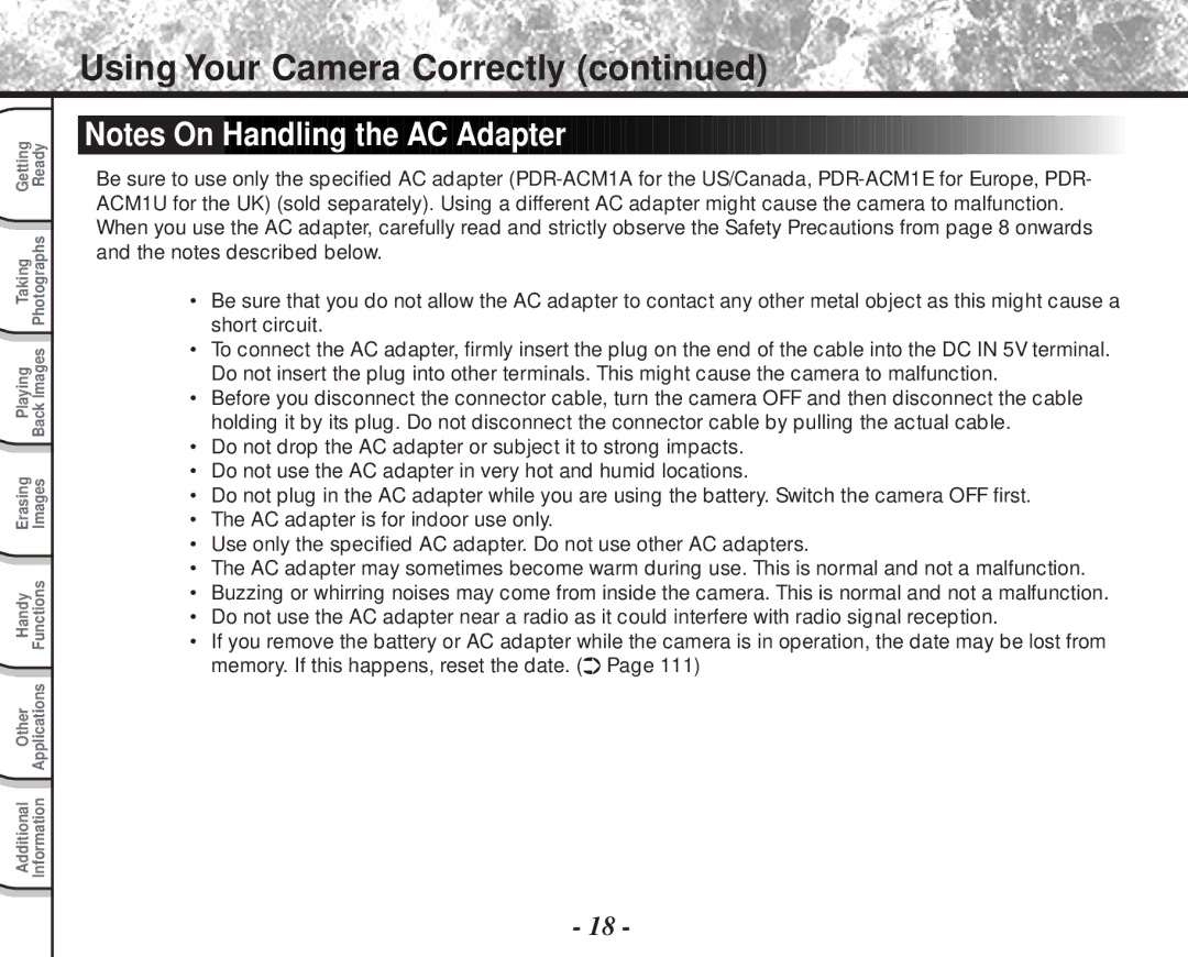 Toshiba PDR-M81 instruction manual Using Your Camera Correctly 