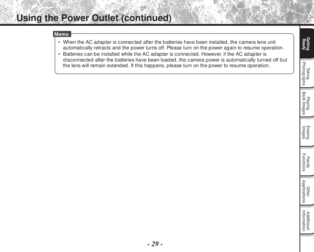 Toshiba PDR-M81 instruction manual Using the Power Outlet 