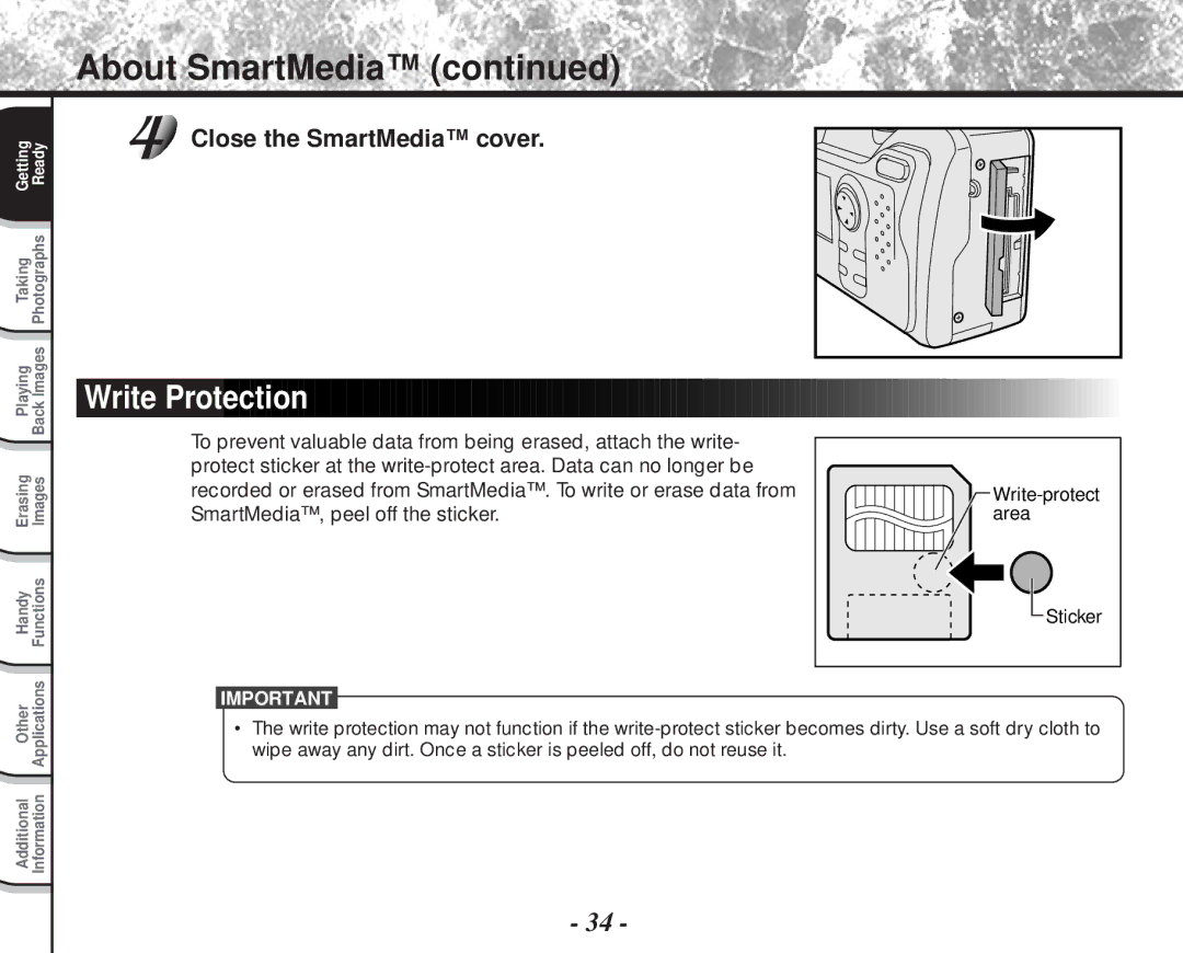 Toshiba PDR-M81 instruction manual Write Protection 