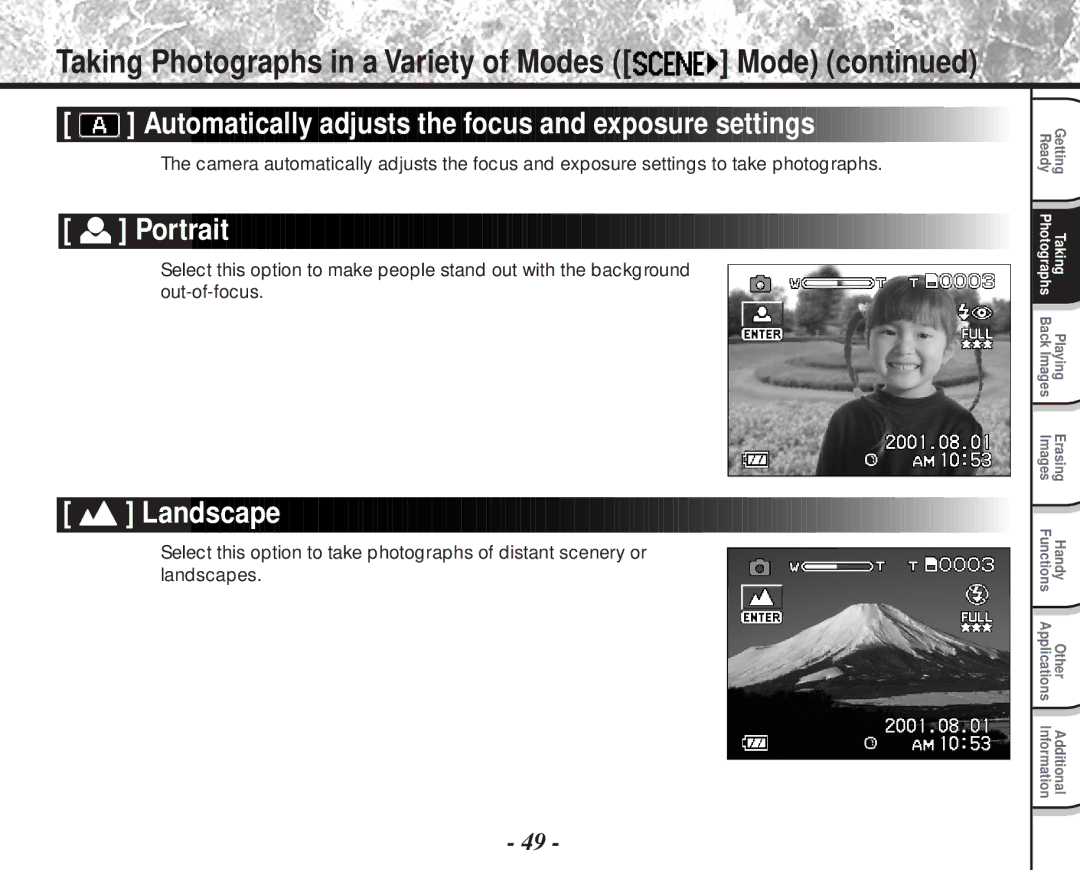 Toshiba PDR-M81 instruction manual Portrait, Landscape 