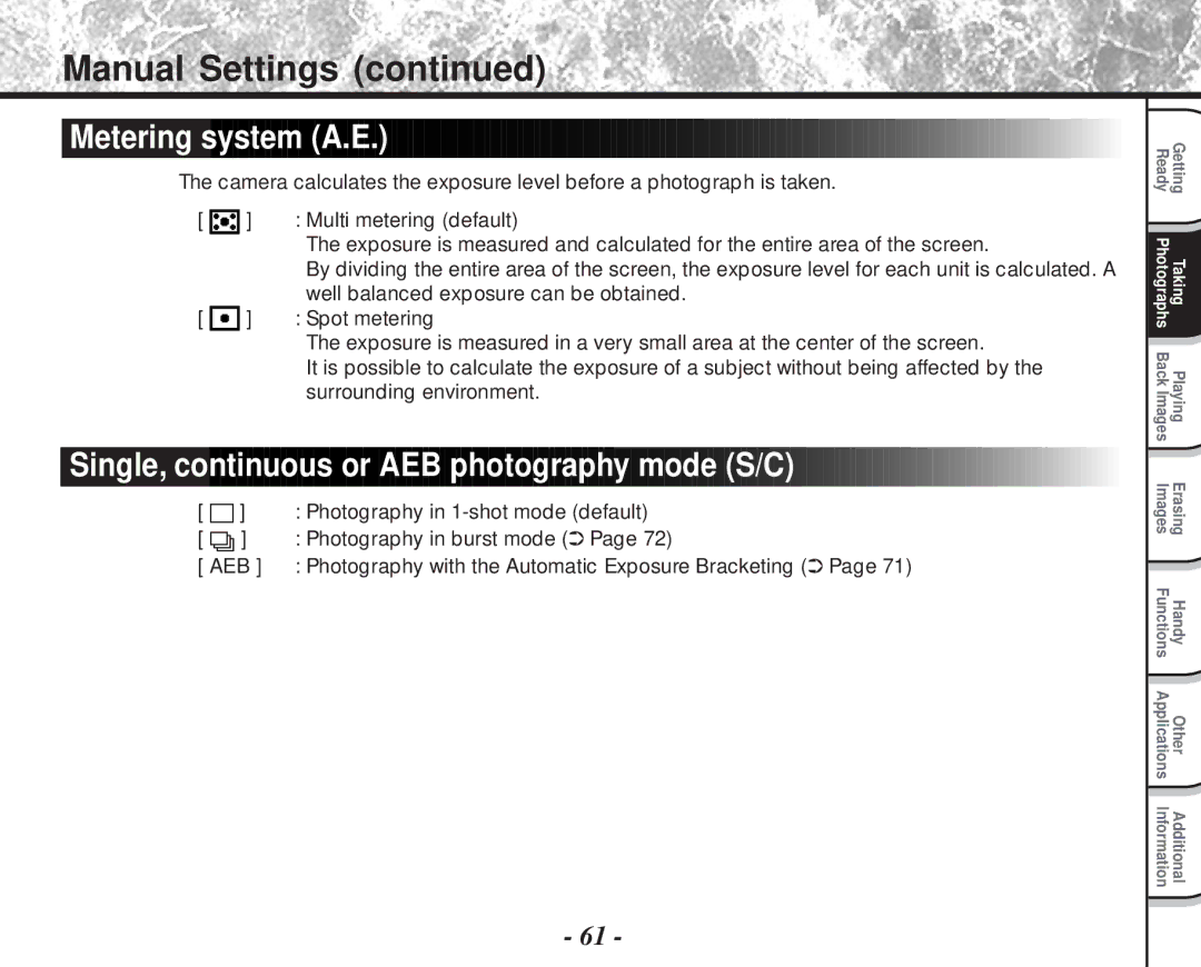 Toshiba PDR-M81 instruction manual Well balanced exposure can be obtained, Spot metering, Surrounding environment 