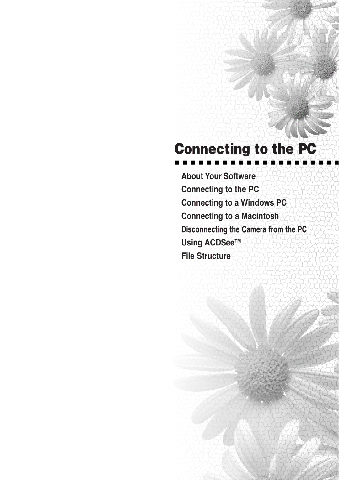 Toshiba PDR-T20 instruction manual Connecting to the PC 