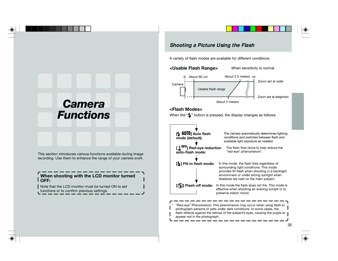 Toshiba pmn user manual Camera, Functions, Shooting a Picture Using the Flash 