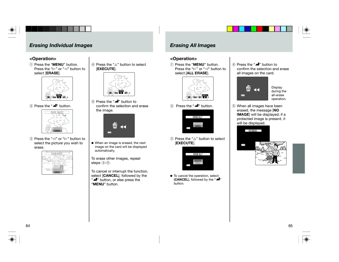 Toshiba pmn user manual Erasing Individual Images Erasing All Images 