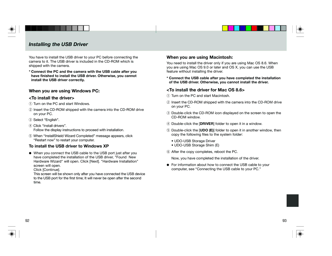 Toshiba pmn Installing the USB Driver, When you are using Windows PC To install the driver, When you are using Macintosh 