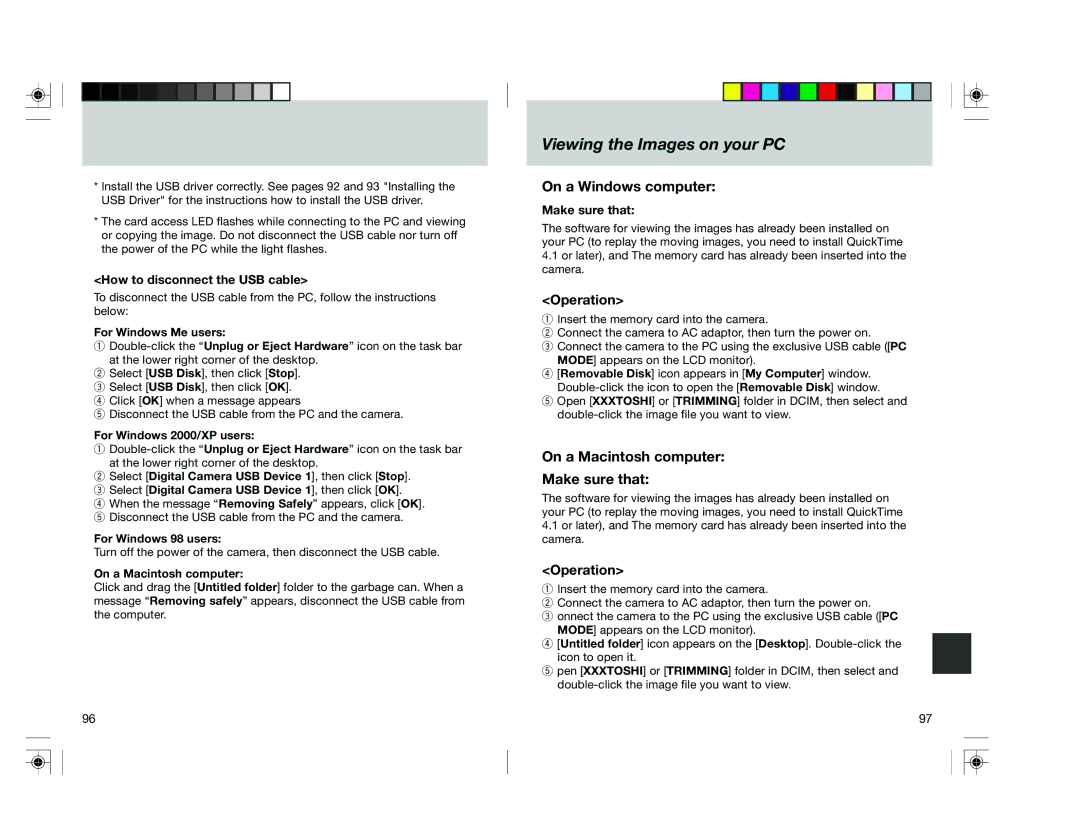 Toshiba pmn user manual Viewing the Images on your PC, On a Windows computer, On a Macintosh computer Make sure that 