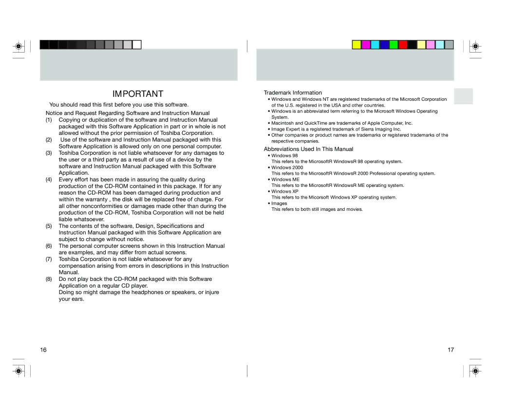 Toshiba pmn user manual Abbreviations Used In This Manual 