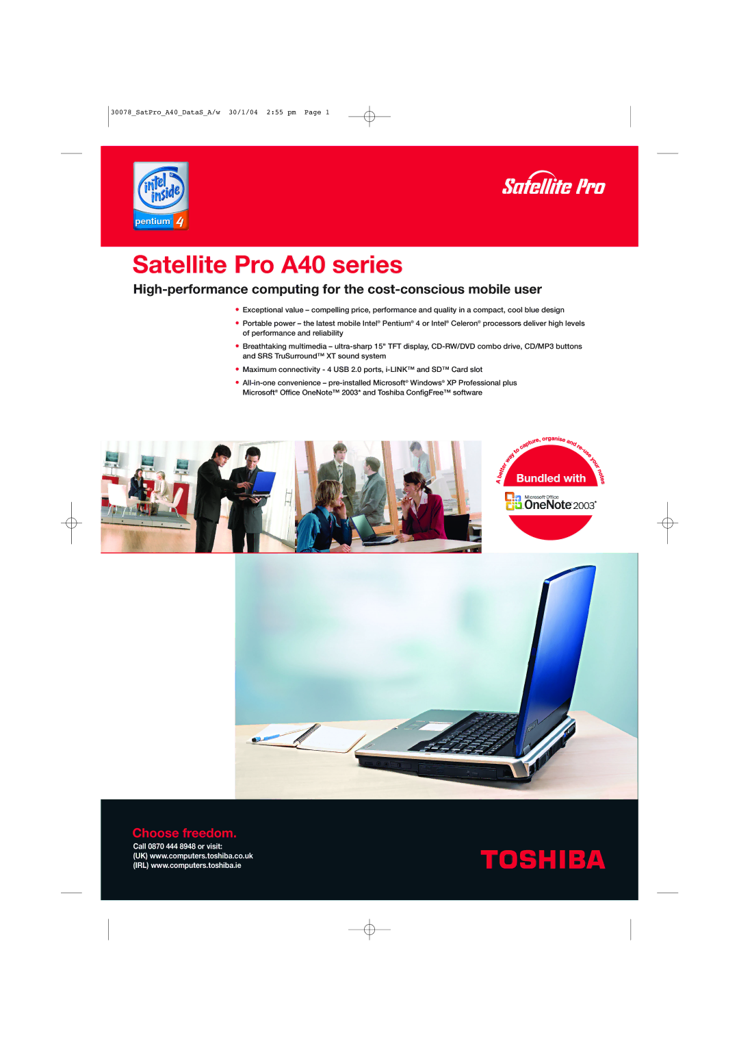 Toshiba manual Satellite Pro A40 series 