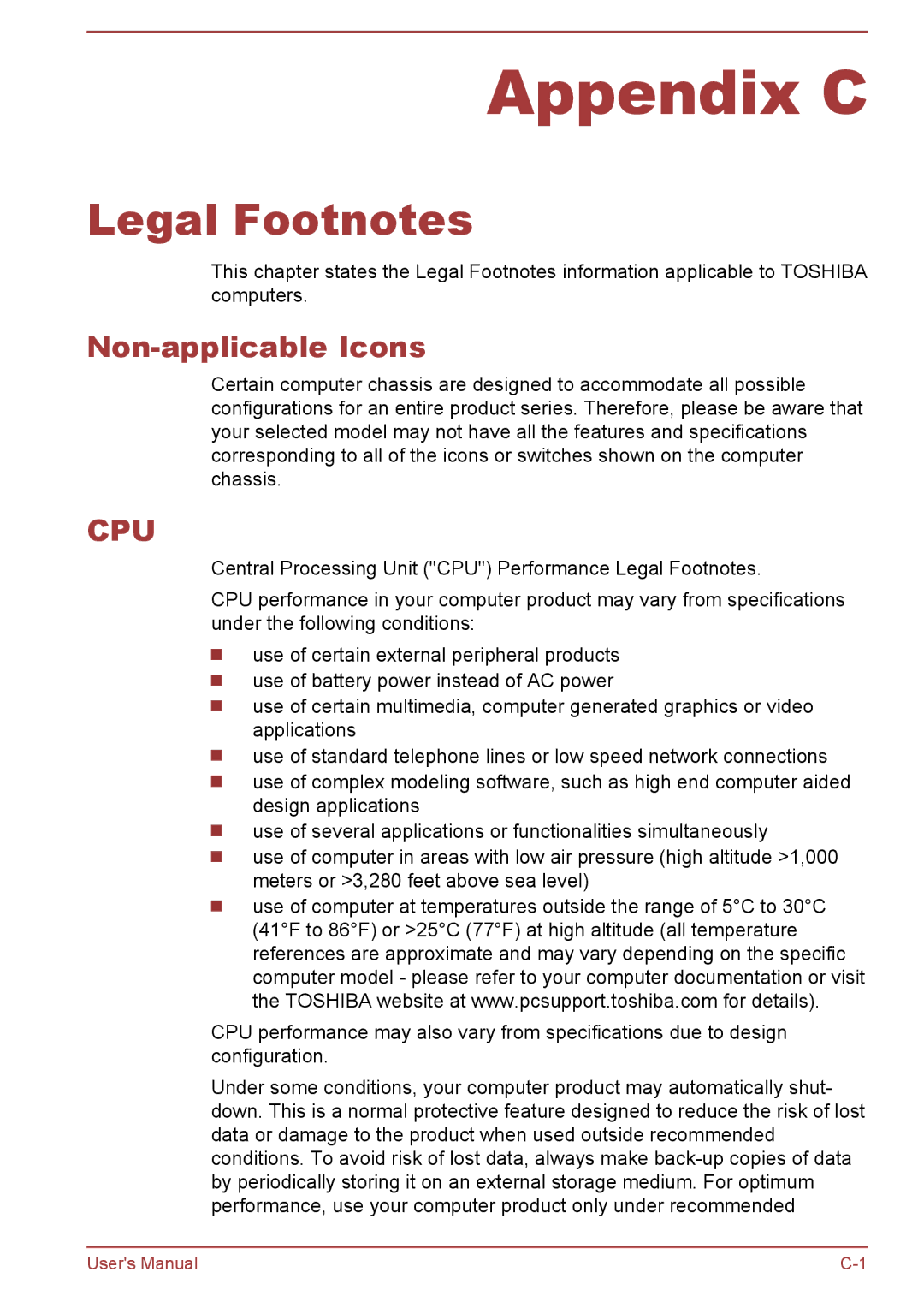 Toshiba Pro C470D, Pro L770D, Pro L775D, Pro C670, Pro C676, C675D, C670D user manual Legal Footnotes, Non-applicable Icons 