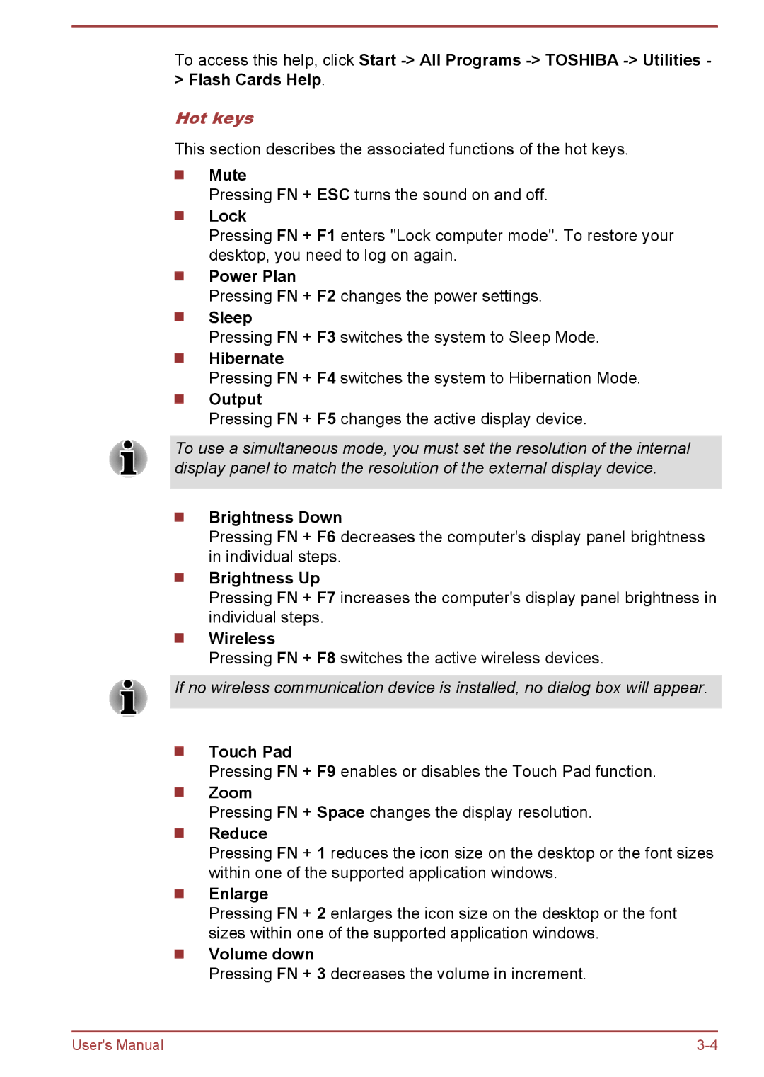 Toshiba Pro C670, Pro C470D, Pro L770D, Pro L775D, Pro C676, C675D, C670D user manual Hot keys 