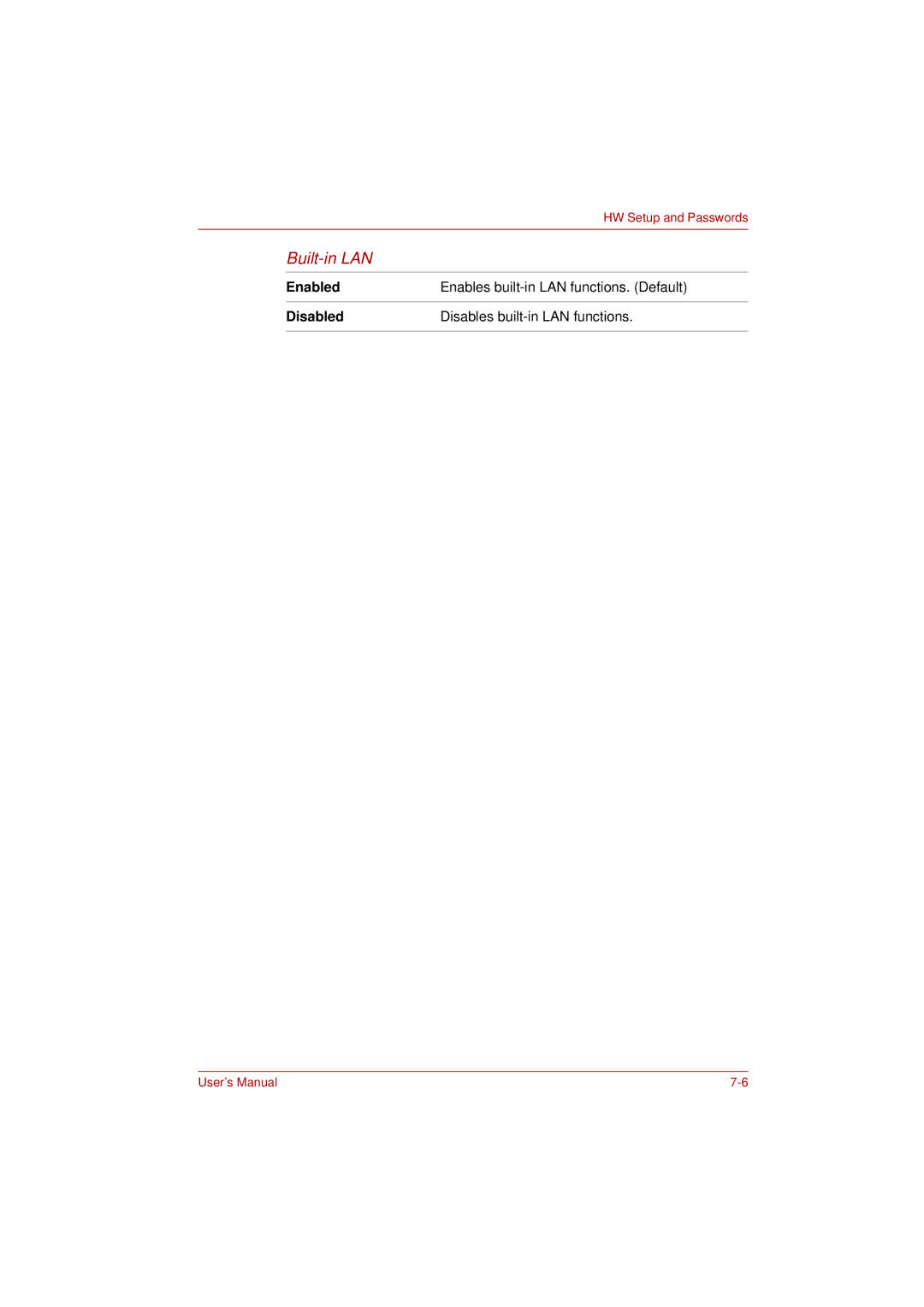 Toshiba PRO L300D user manual Built-in LAN 