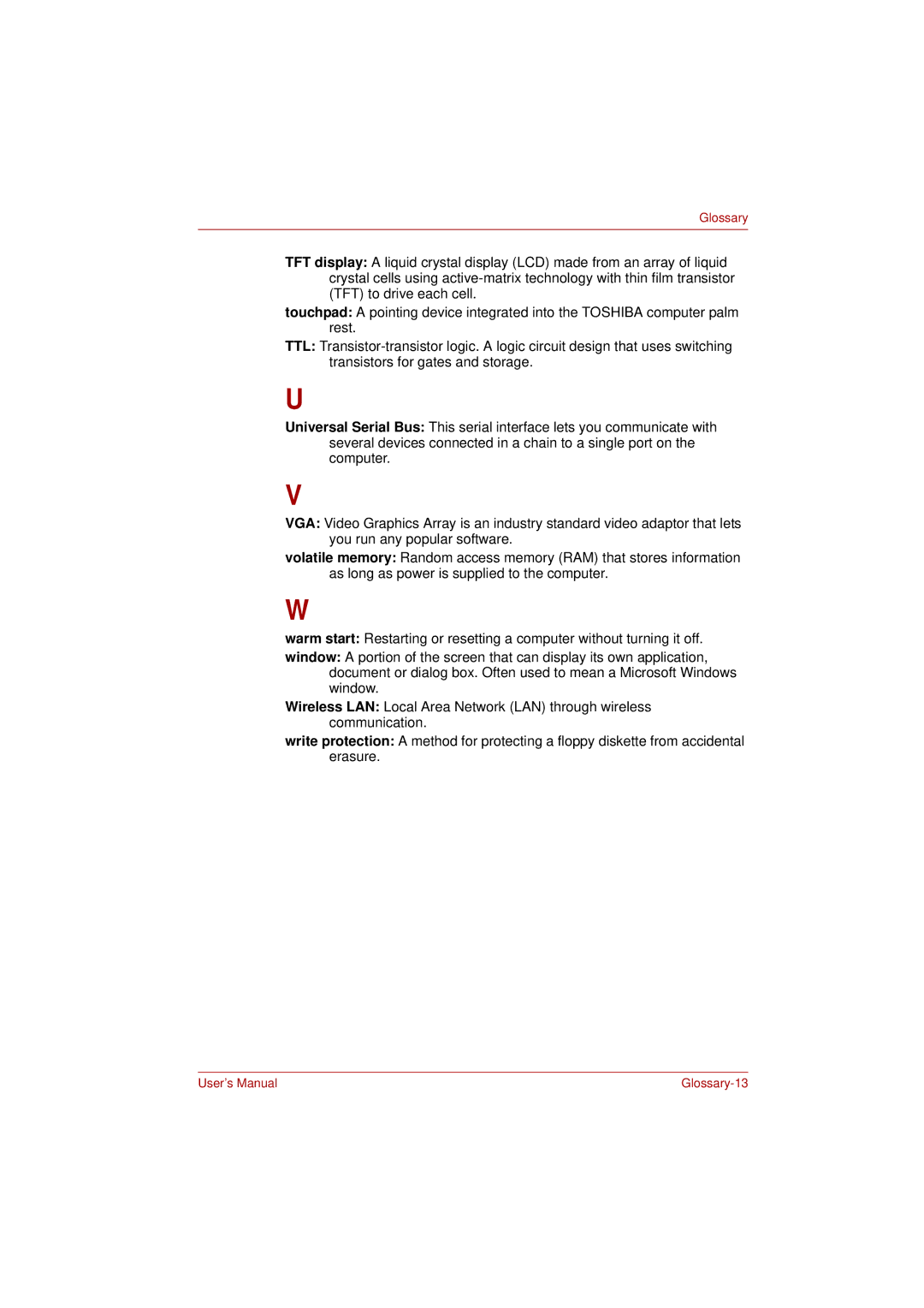 Toshiba PRO L300D user manual Glossary-13 