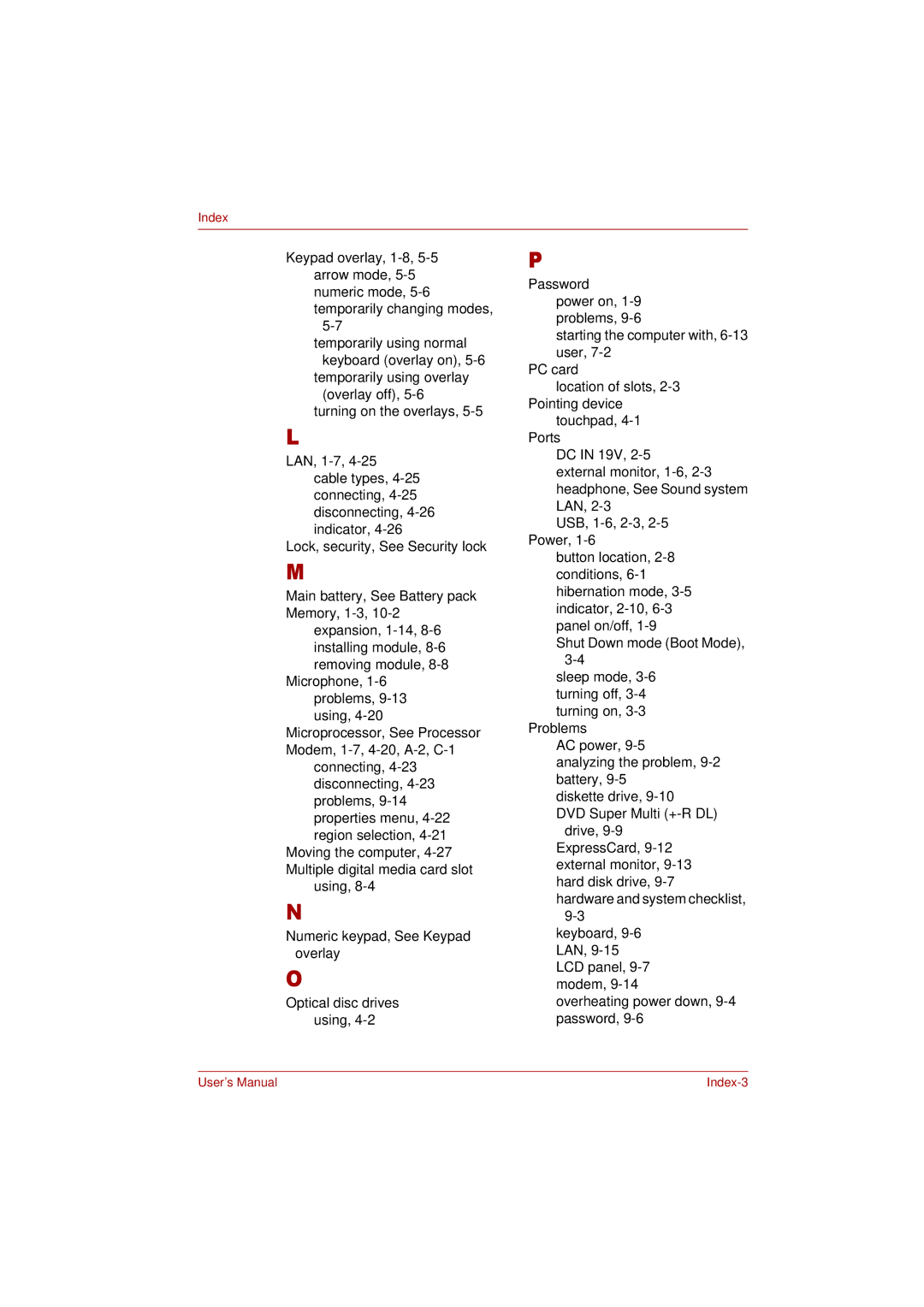 Toshiba PRO L300D user manual Microprocessor, See Processor Modem, 1-7, 4-20, A-2,C-1 