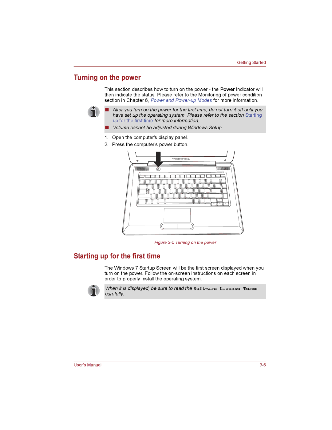 Toshiba PRO L450D manual Turning on the power 