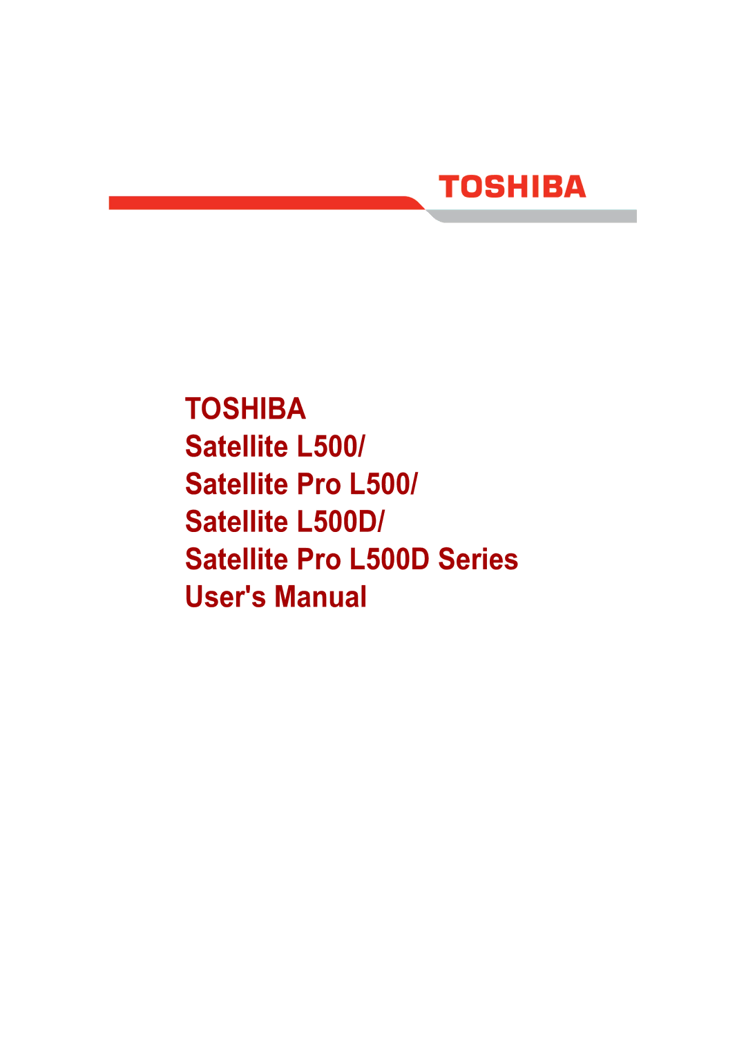 Toshiba Pro L500D user manual Toshiba 