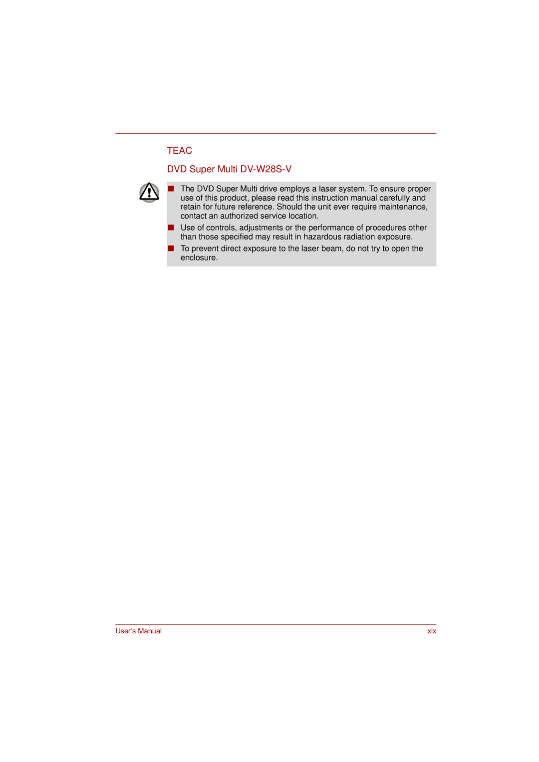 Toshiba Pro L500D user manual Teac 