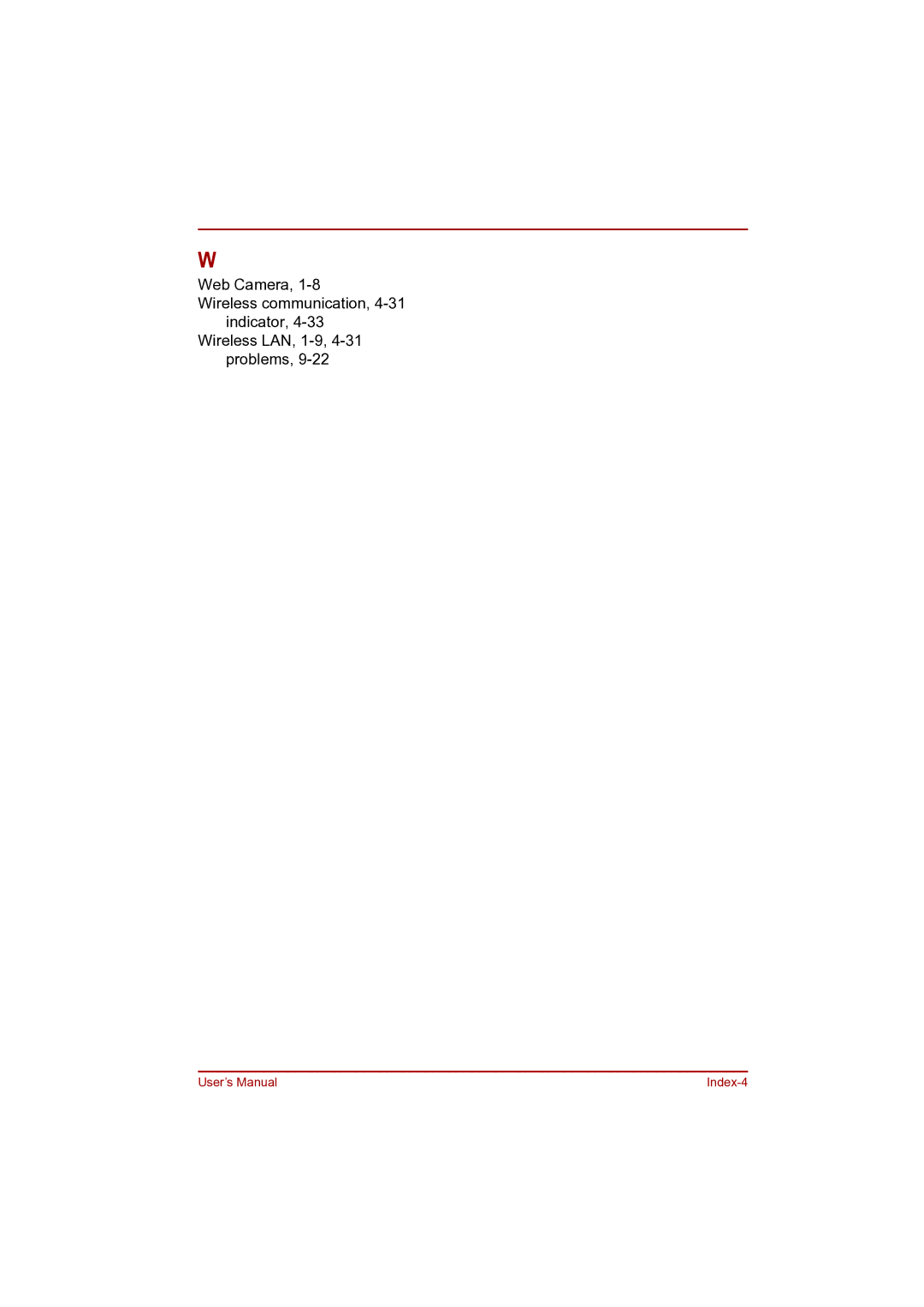 Toshiba Pro L500D user manual User’s Manual Index-4 