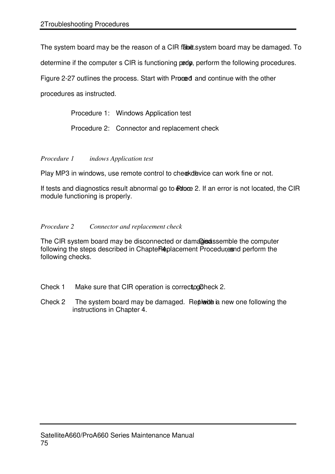 Toshiba PROA660 manual Procedure 1 Windows Application test 