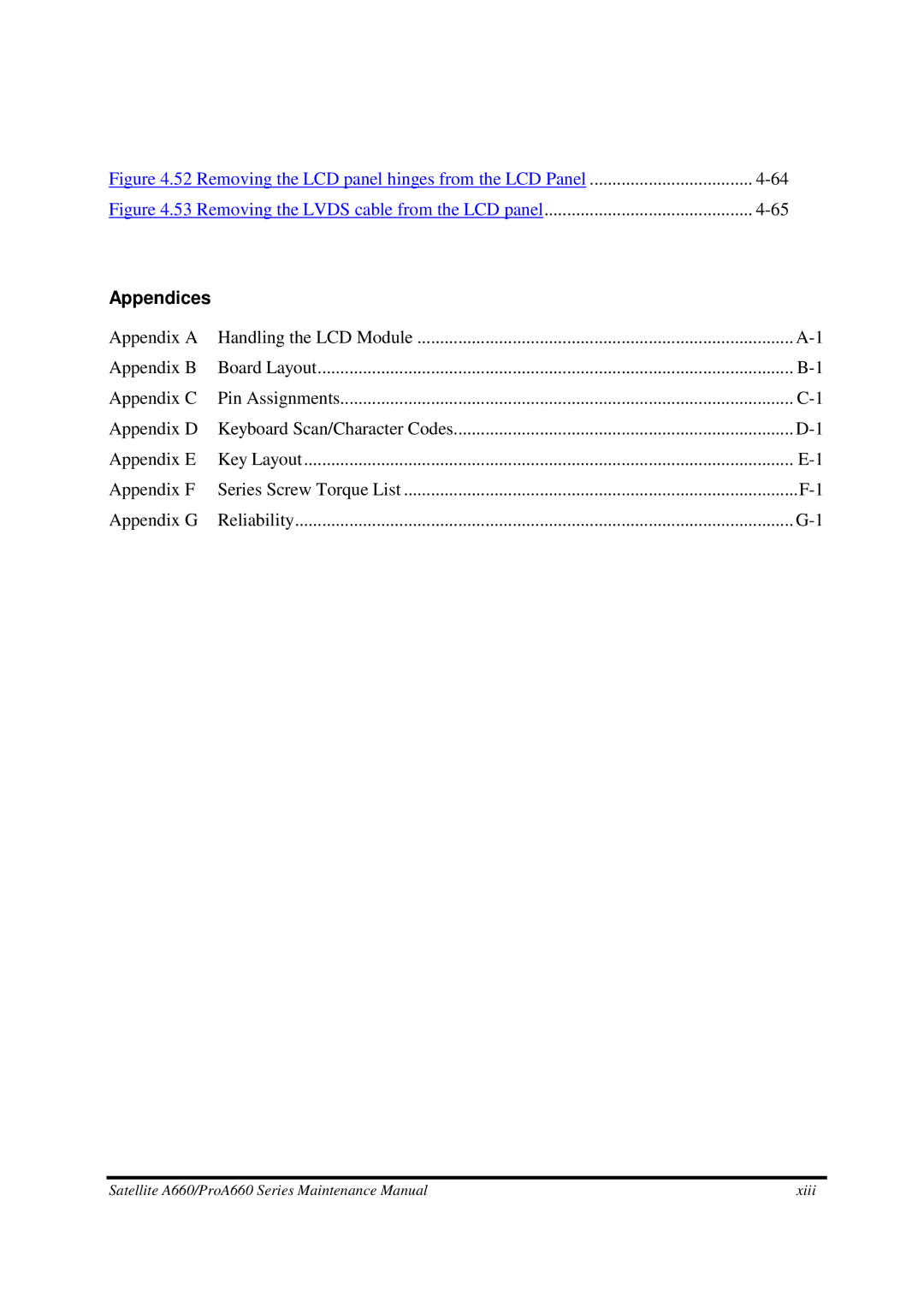 Toshiba PROA660 manual Appendices 