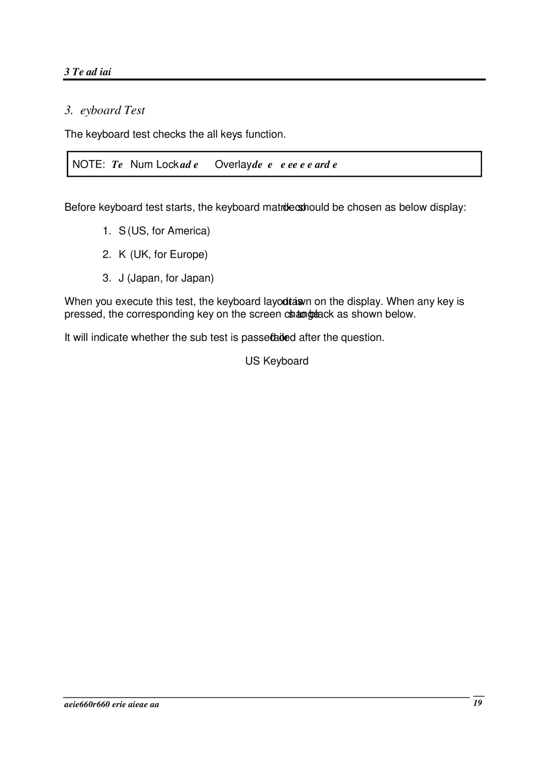 Toshiba PROA660 manual Keyboard Test 