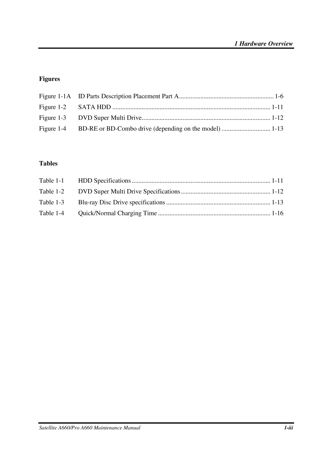 Toshiba PROA660 manual Figures, Tables 