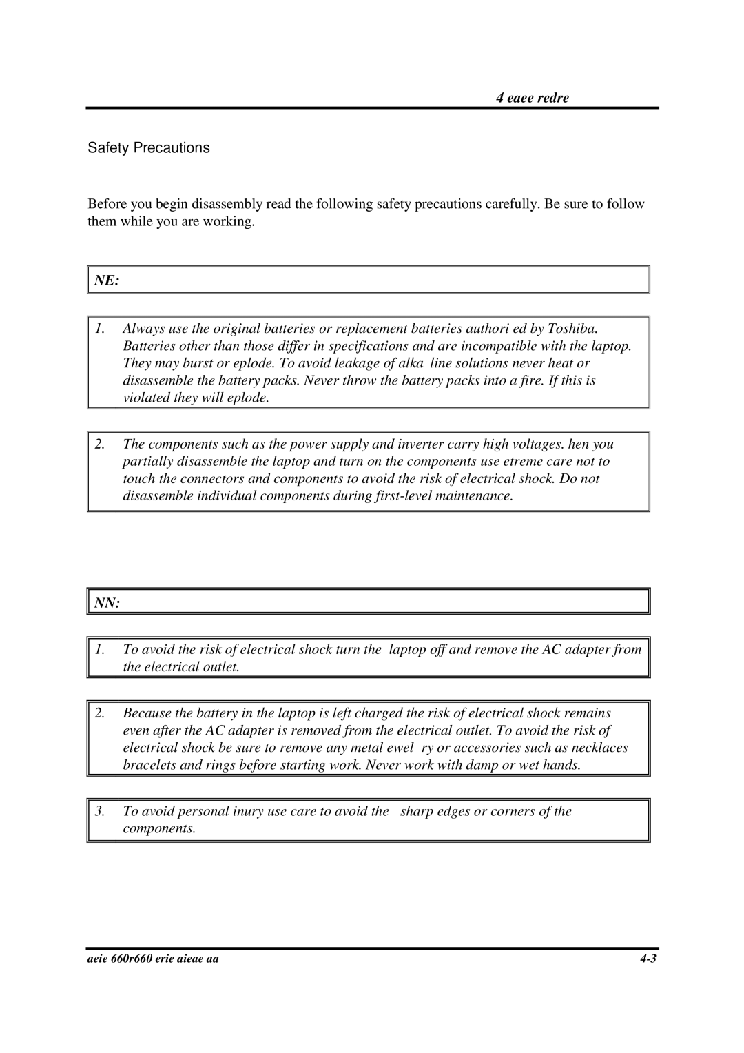 Toshiba PROA660 manual Safety Precautions 