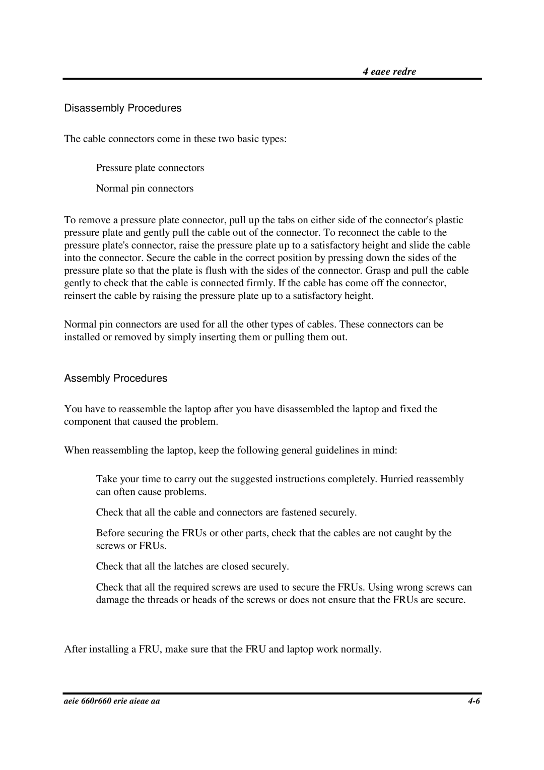 Toshiba PROA660 manual Disassembly Procedures, Assembly Procedures 