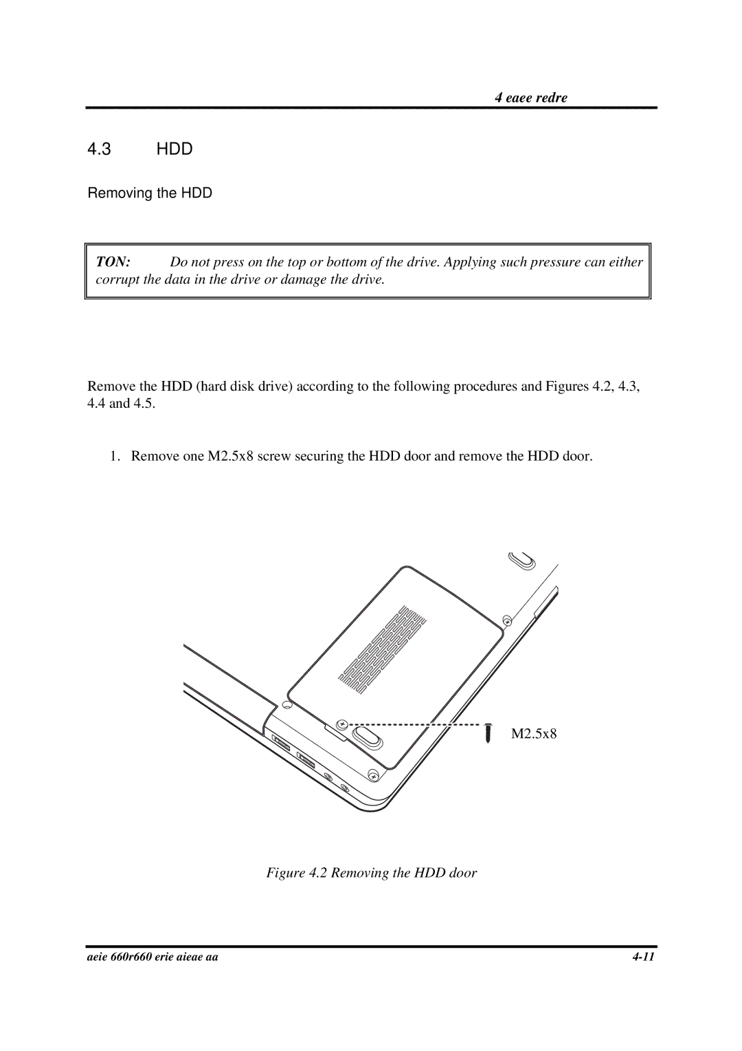 Toshiba PROA660 manual Hdd, Removing the HDD 