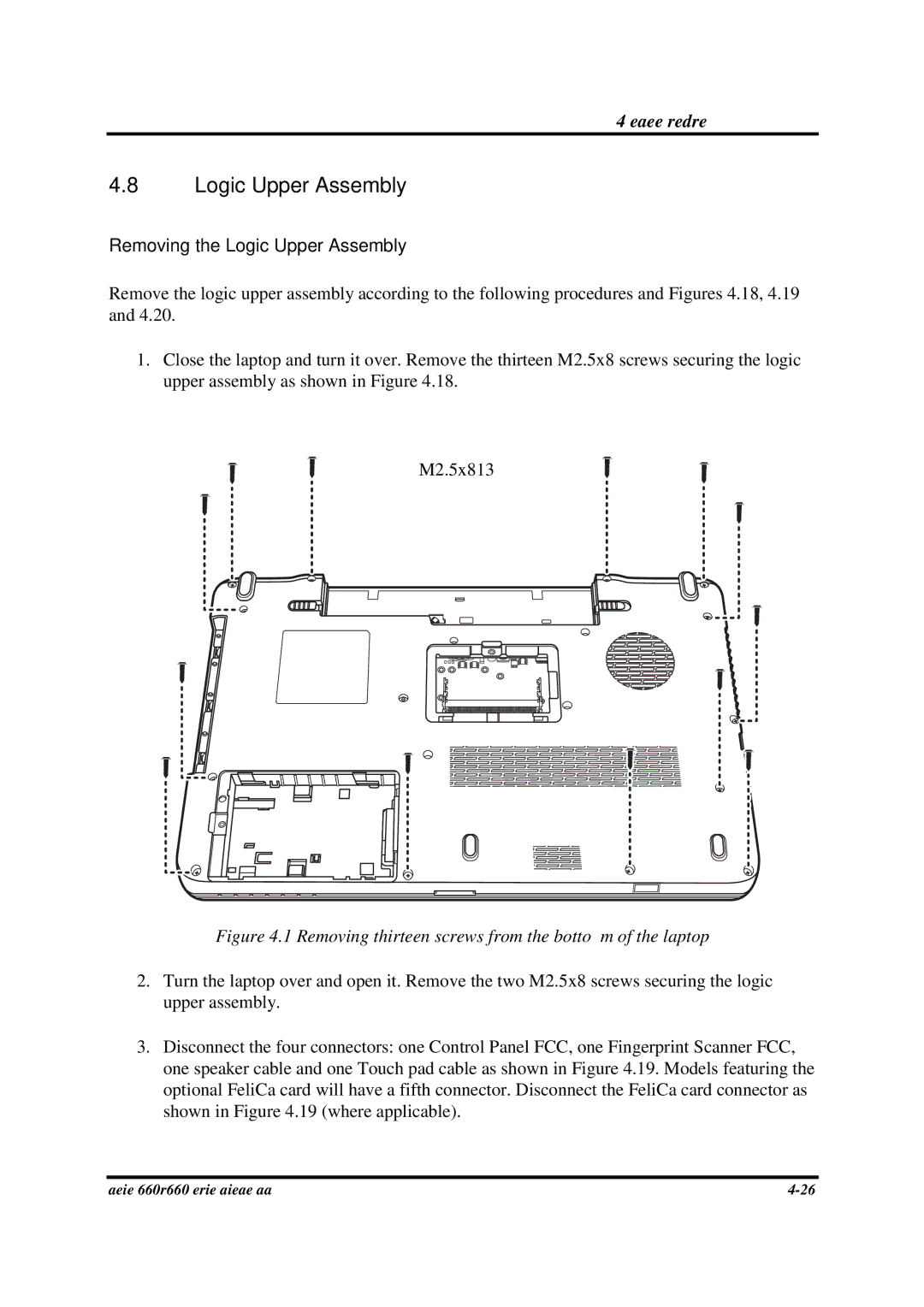 Toshiba PROA660 manual Removing the Logic Upper Assembly 