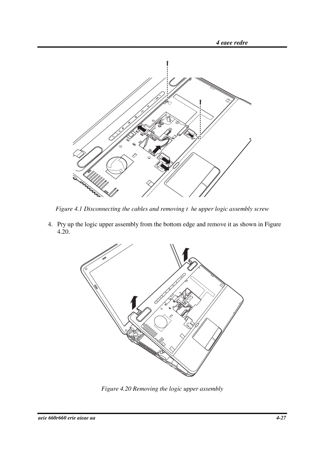 Toshiba PROA660 manual Removing the logic upper assembly 