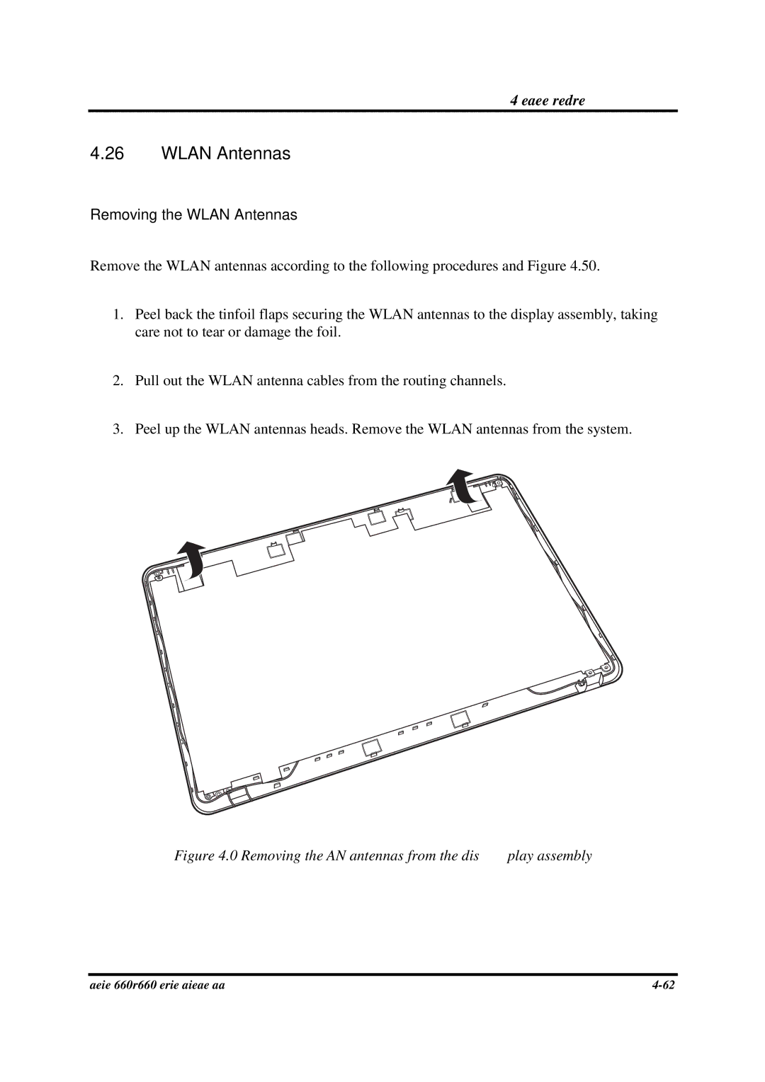 Toshiba PROA660 manual Removing the Wlan Antennas 