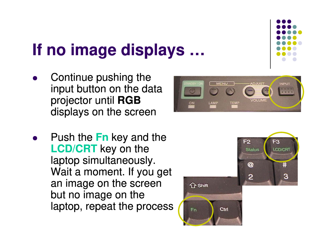 Toshiba Projector-Laptop manual If no image displays … 