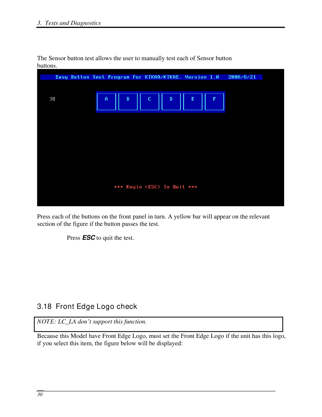 Toshiba PROL450D manual Front Edge Logo check 