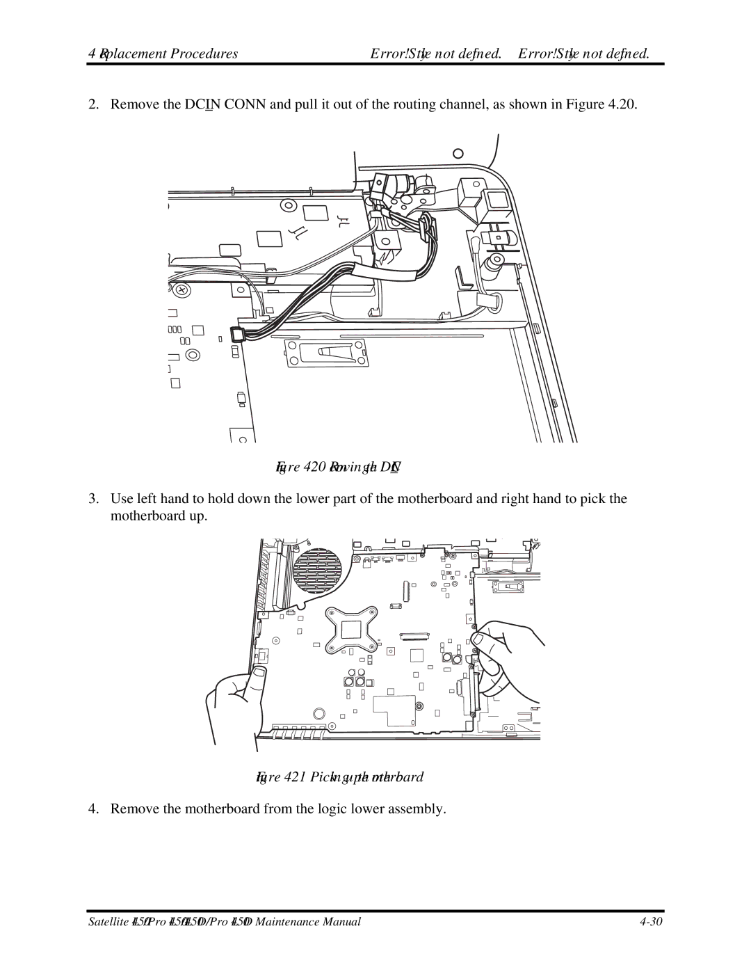 Toshiba PROL450D manual Removing the Dcin 