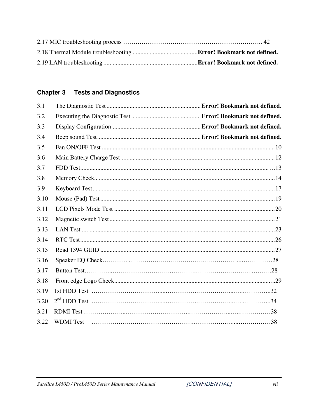 Toshiba PROL450D manual Tests and Diagnostics 