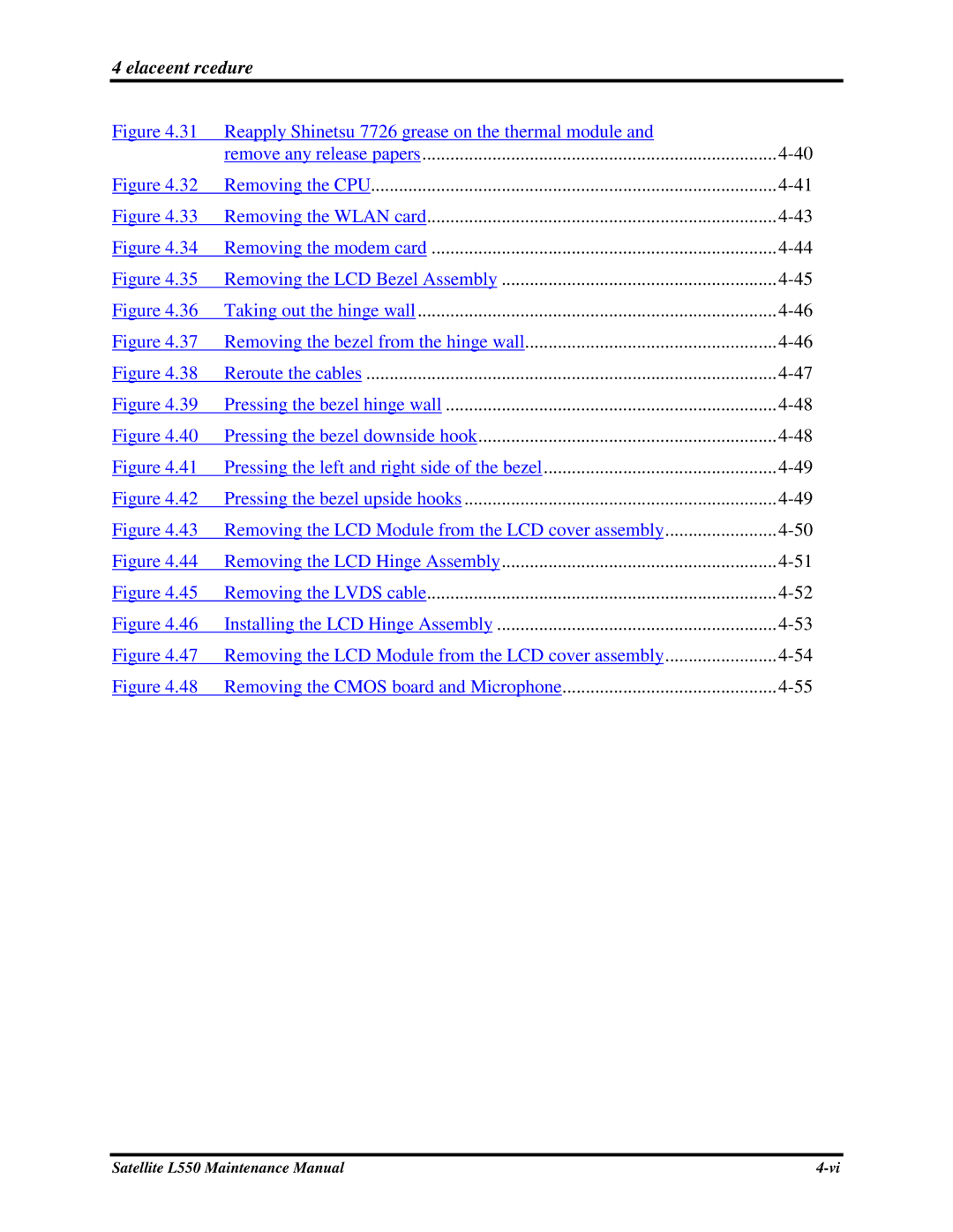 Toshiba PROL550 manual 4ReplacementProcedures 