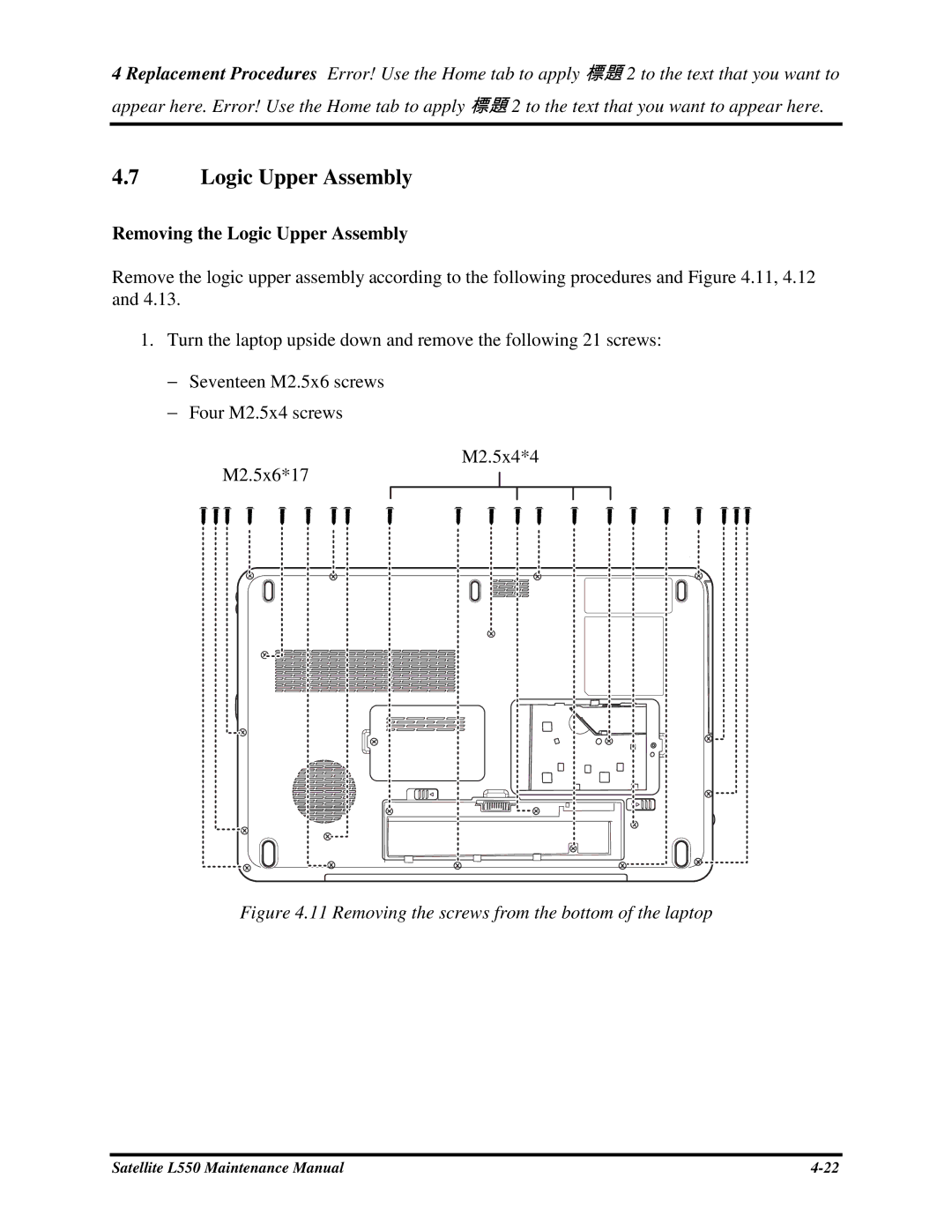 Toshiba PROL550 manual RemovingtheLogicUpperAssembly 