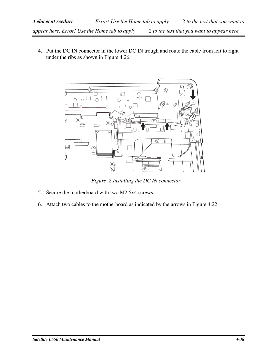 Toshiba PROL550 manual 26InstallingtheDCINconnector 