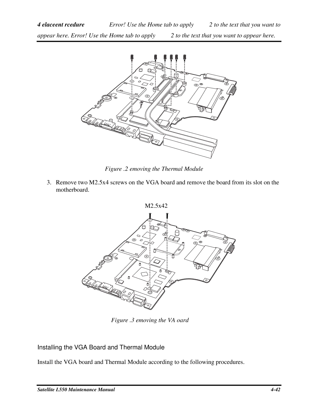 Toshiba PROL550 manual 29RemovingtheThermalModule, InstallingtheVGABoardandThermalModule 